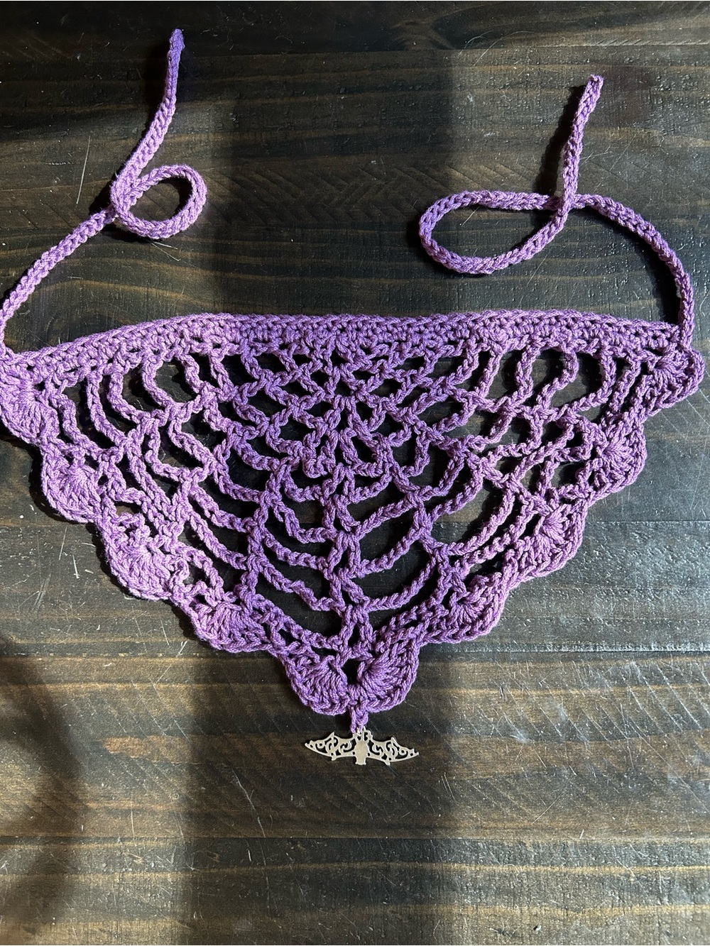 Purple Crochet spiderweb bat bandana